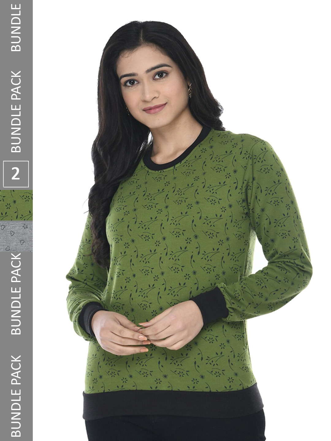 

IndiWeaves Pack Of 2 Conversational Printed Pullover Sweatshirt, Green