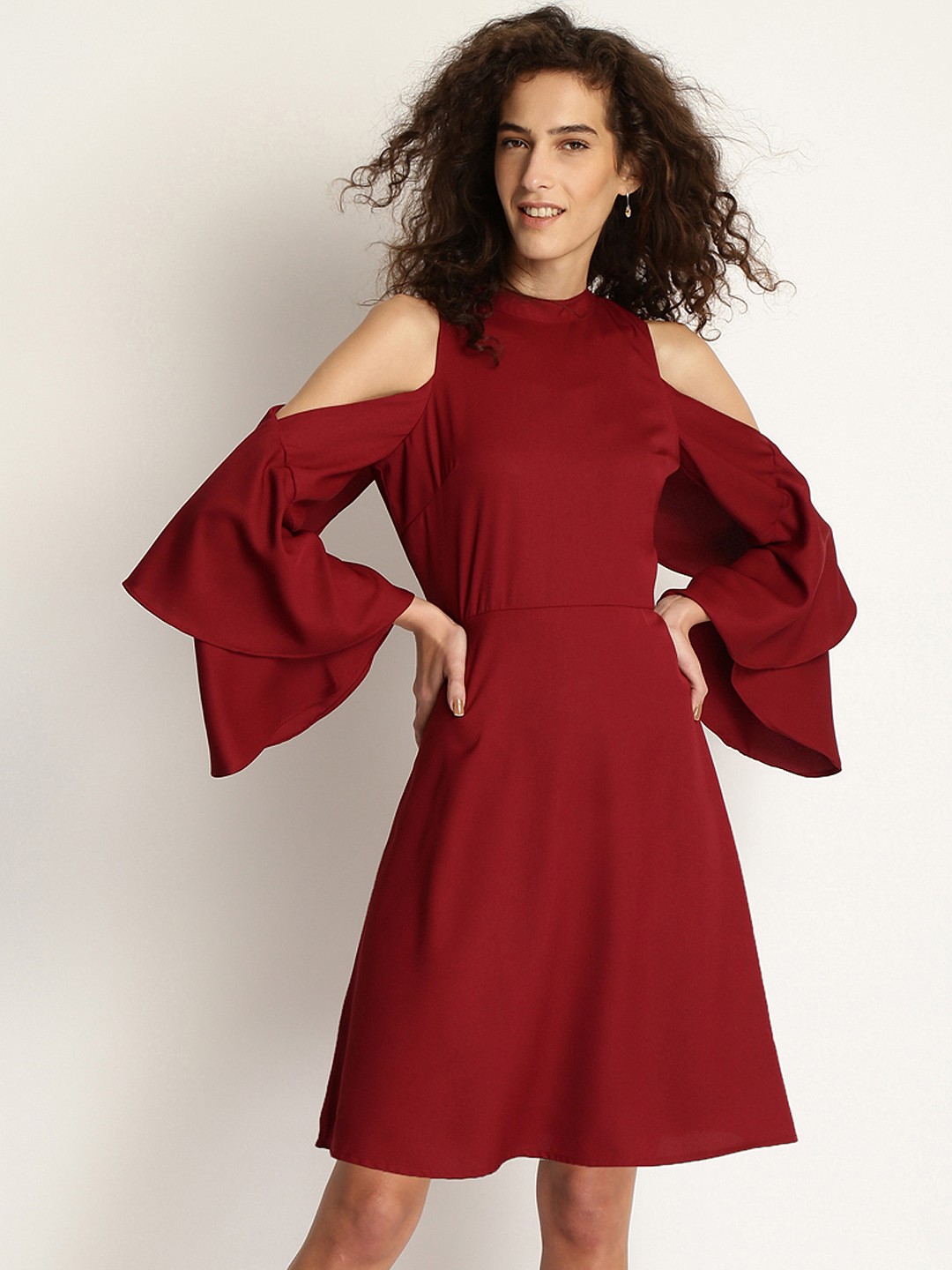 

Marie Claire Women Maroon Solid A-Line Dress