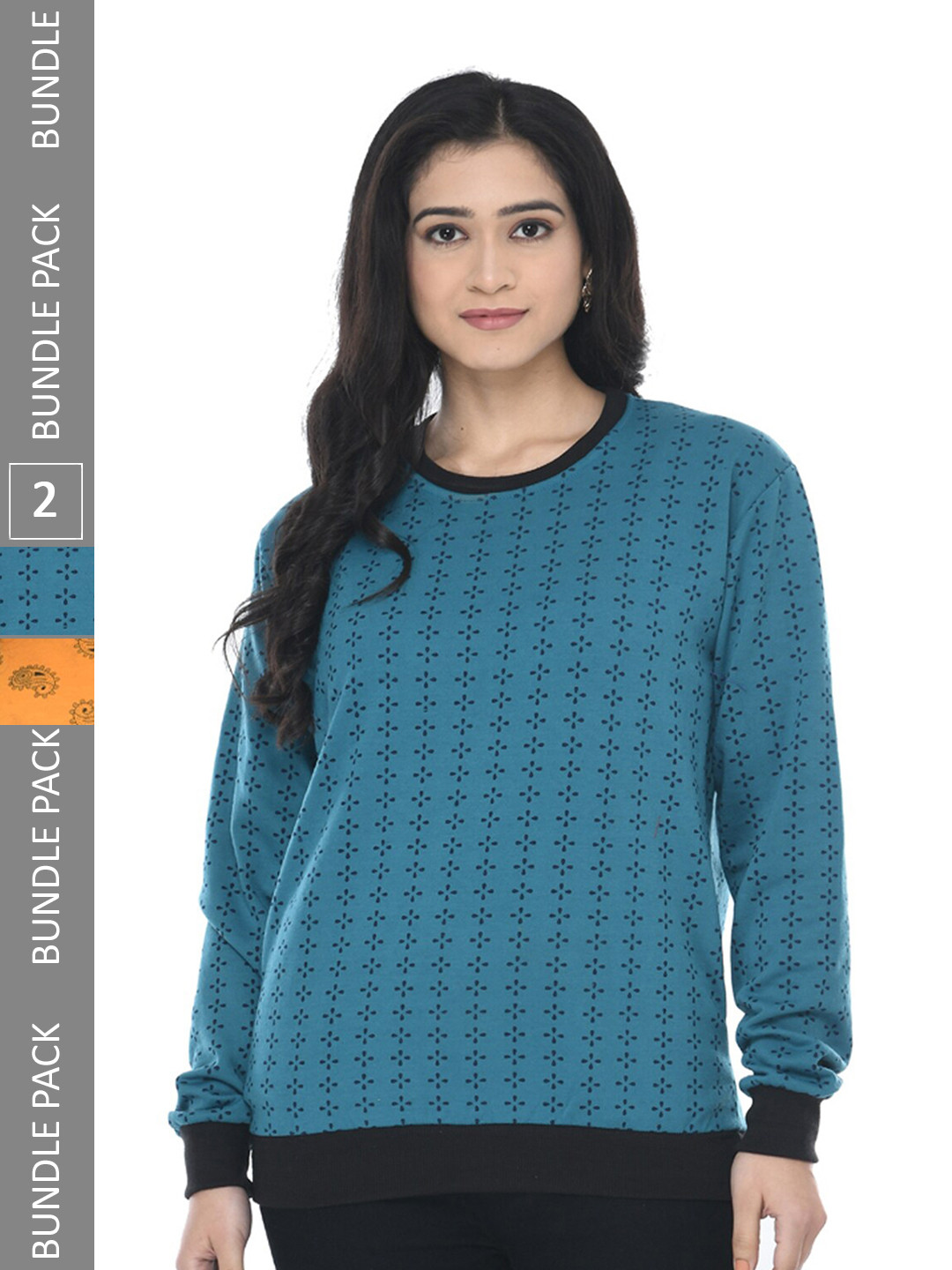 

IndiWeaves Pack of 2 Printed Fleece Warm Sweatshirts, Blue