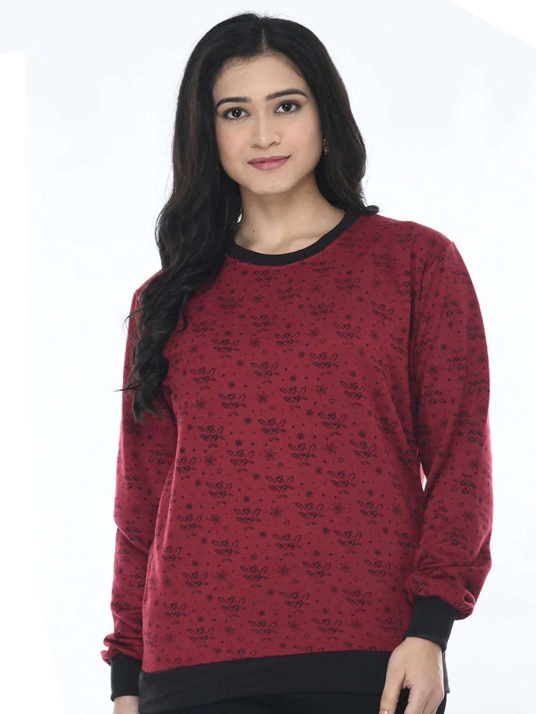 

IndiWeaves Printed Fleece Pullover Sweatshirt, Maroon