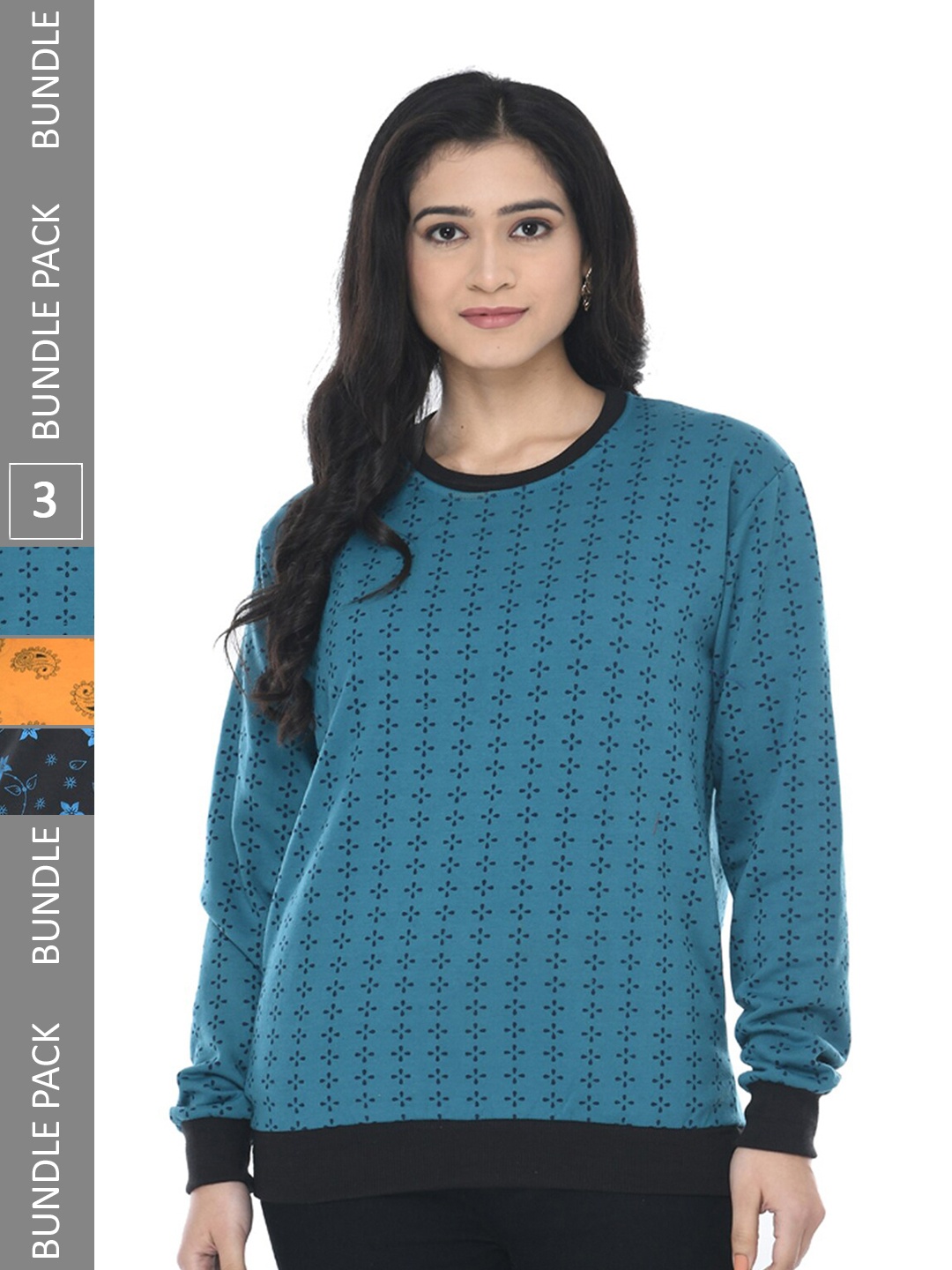 

IndiWeaves Pack Of 2 Printed Fleece Pullover Sweatshirt, Blue
