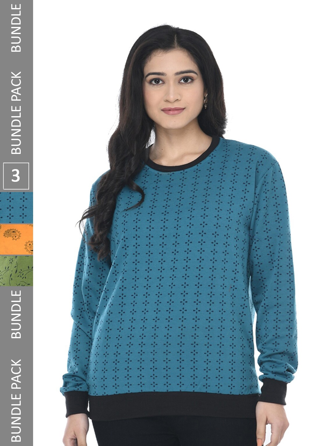 

IndiWeaves Pack Of 3 Conversational Printed Pullover Sweatshirt, Blue