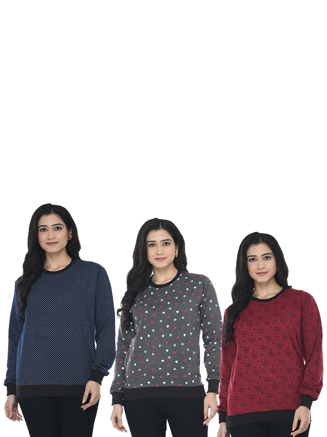 

IndiWeaves Pack Of 3 Conversational Printed Neck Sweatshirt, Grey