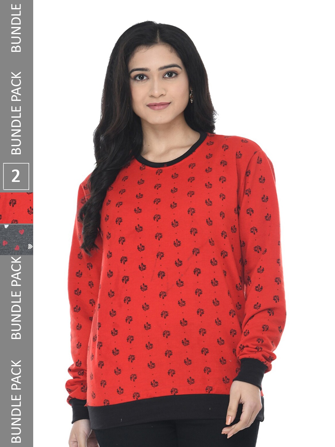 

IndiWeaves Pack Of 2 Conversational Printed Pullover Sweatshirt, Red