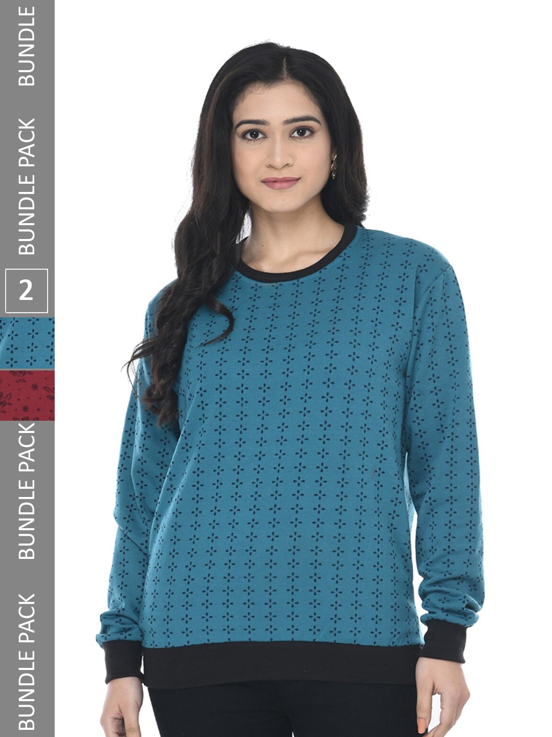 

IndiWeaves Pack Of 2 Conversational Printed Pullover Sweatshirt, Blue