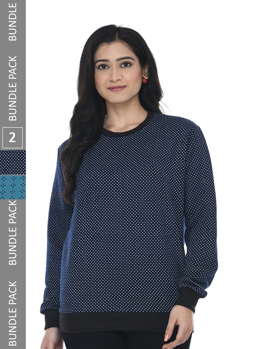 

IndiWeaves Pack Of 2 Conversational Printed Pullover Sweatshirt, Navy blue