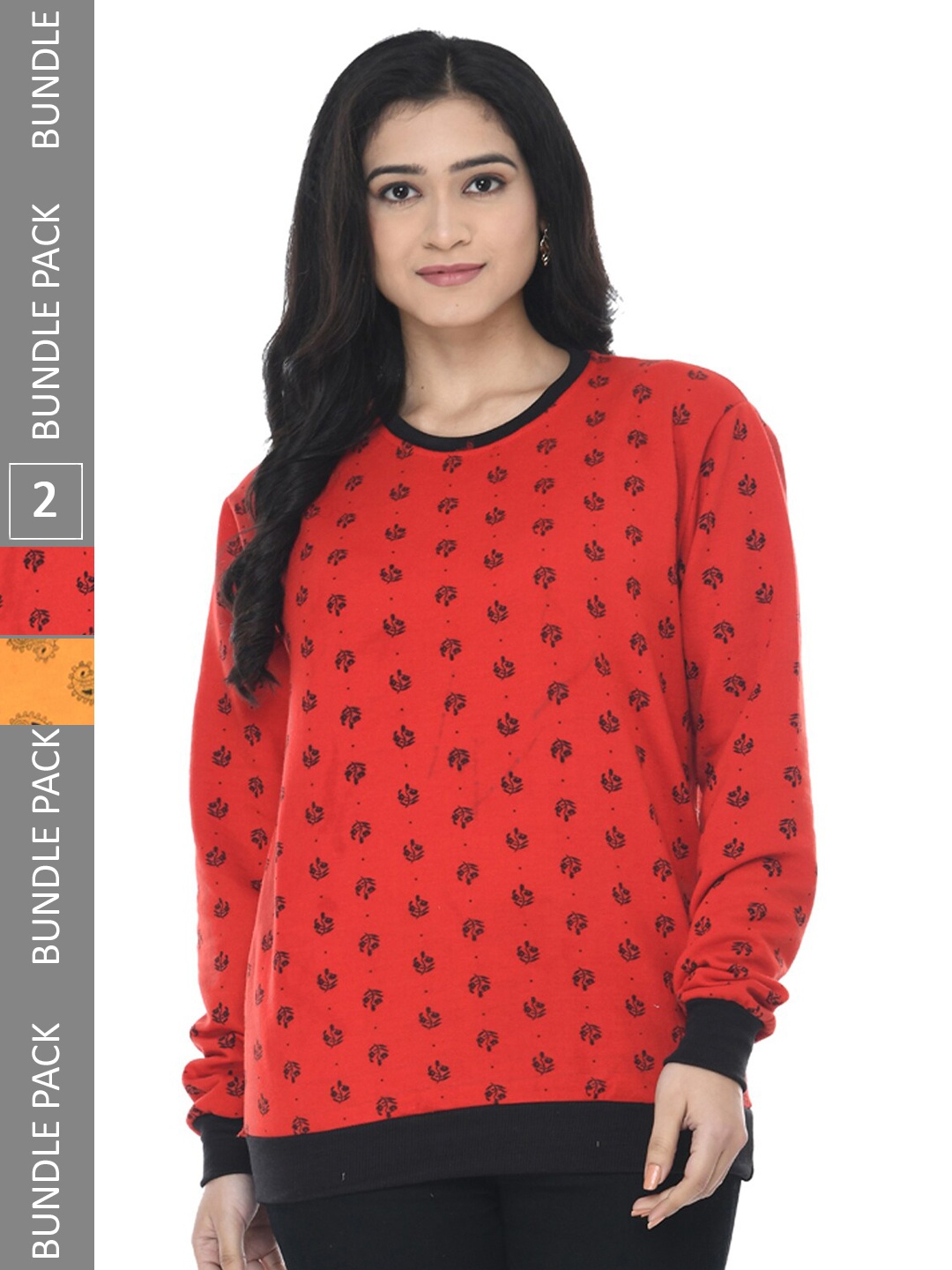 

IndiWeaves Pack Of 2 Conversational Printed Pullover Sweatshirt, Red