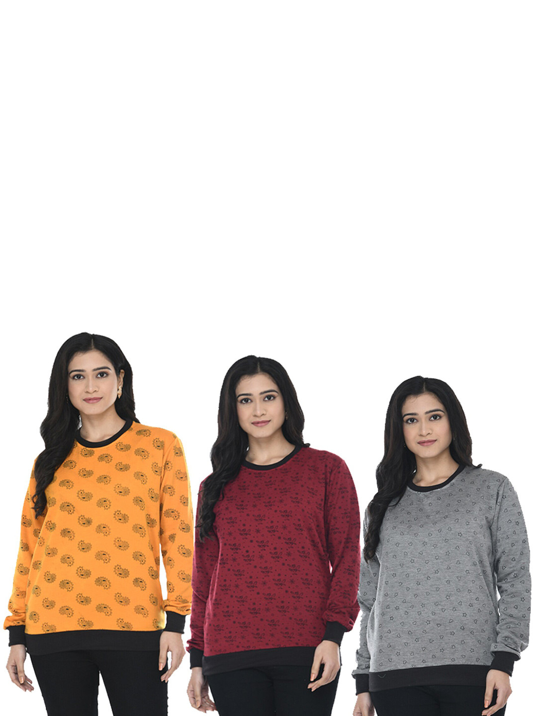 

IndiWeaves Pack Of 3 Conversational Printed Sweatshirt, Orange