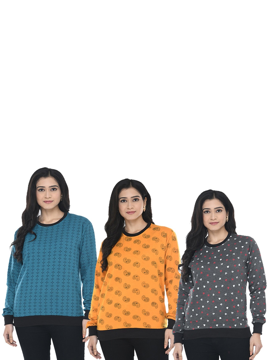 

IndiWeaves Pack Of 3 Conversational Printed Pullover Sweatshirt, Blue