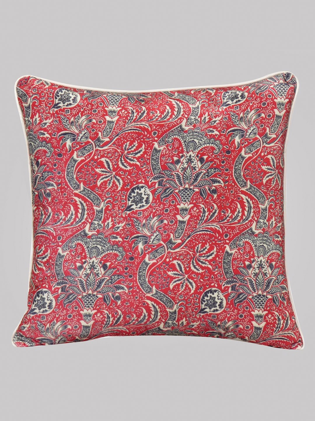 

OUSSUM Red & Blue Floral Velvet Square Cushion Cover
