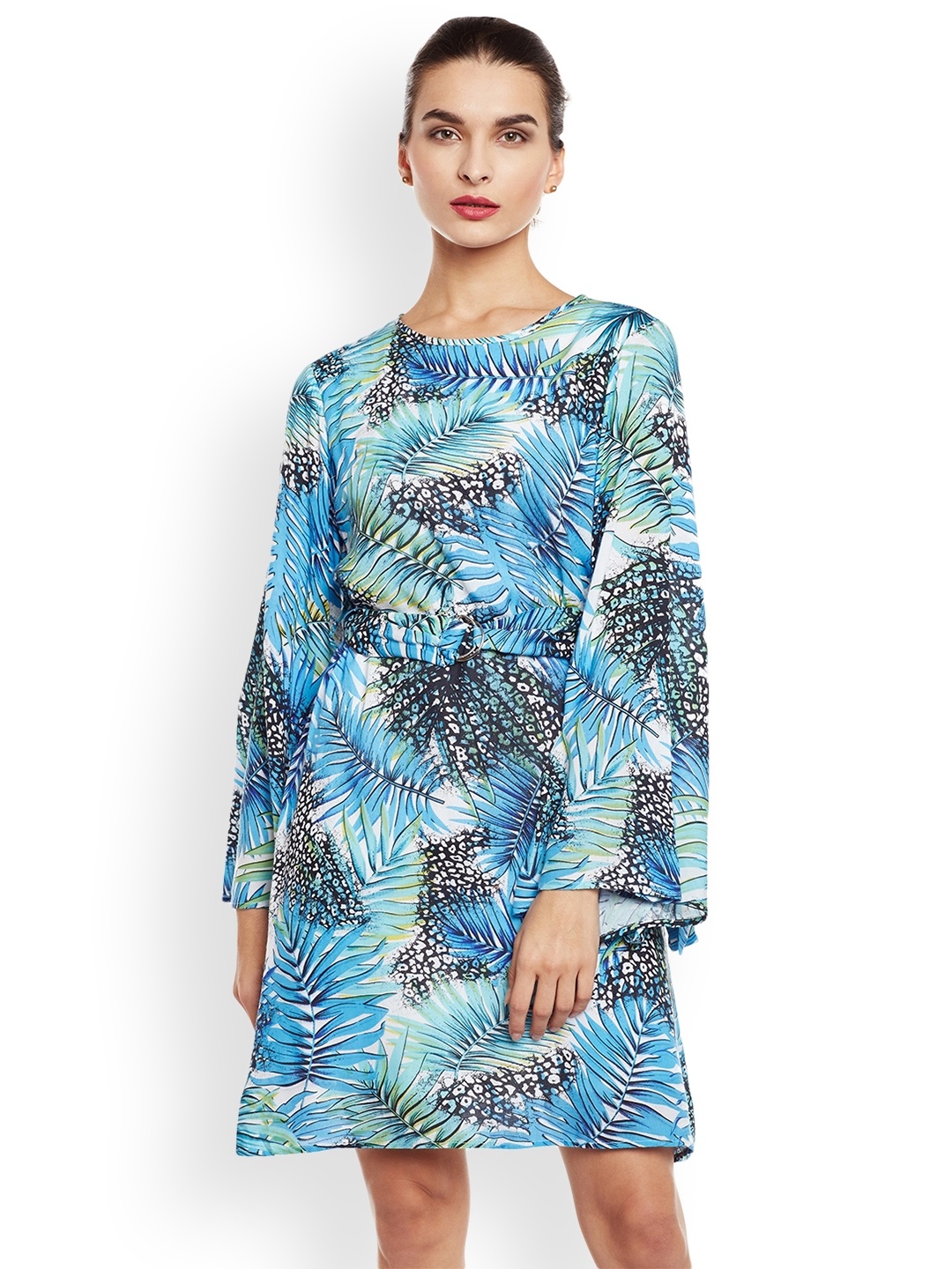 

Oxolloxo Women Blue Printed A-Line Dress