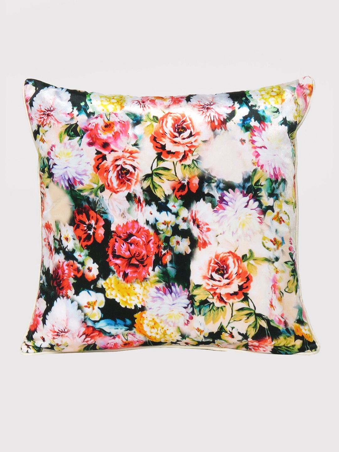 

OUSSUM Red & Blue Floral Velvet Square Cushion Cover