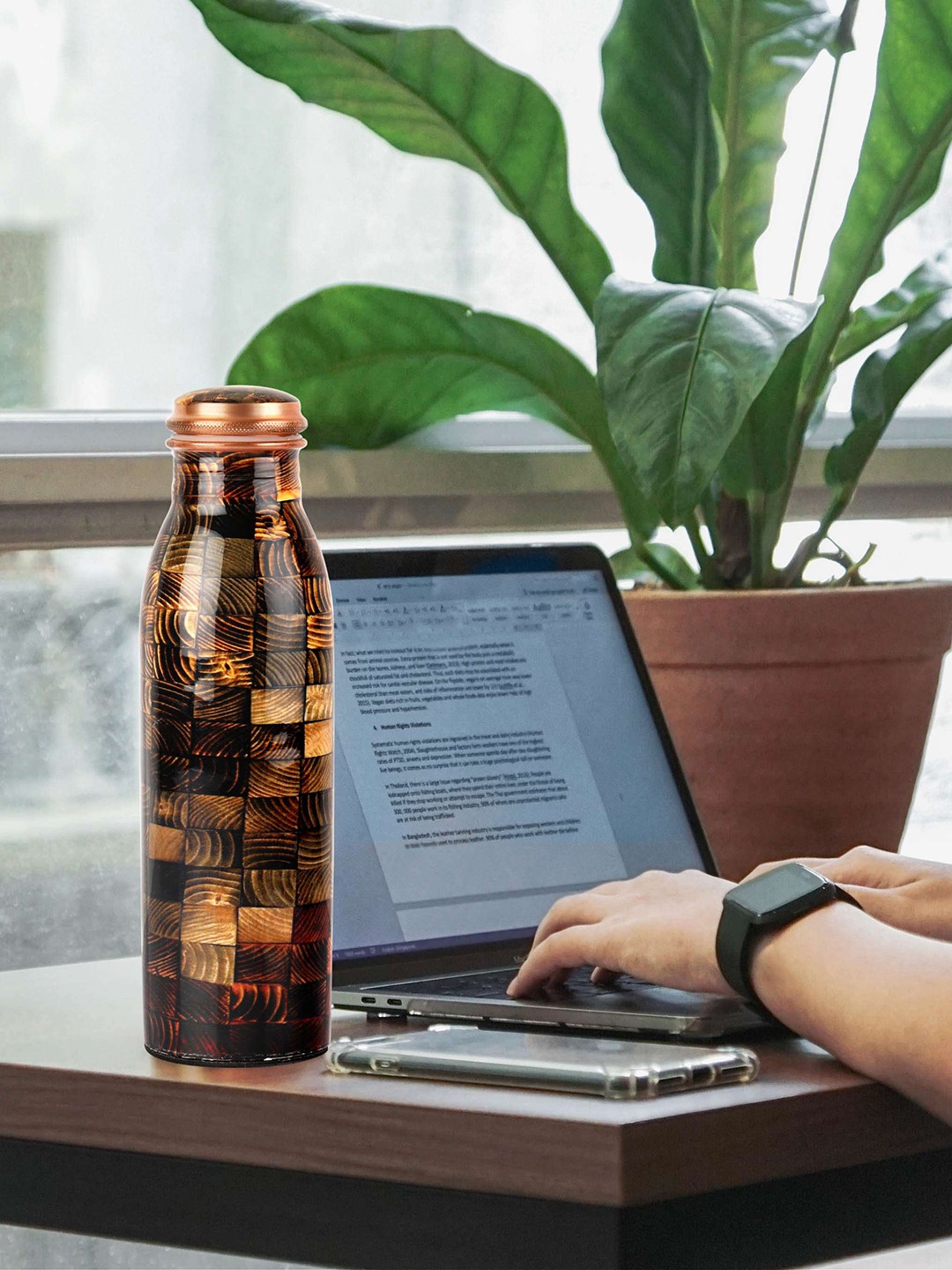 

Cello Good Earth Copper Water Bottle - 1000ml, Brown