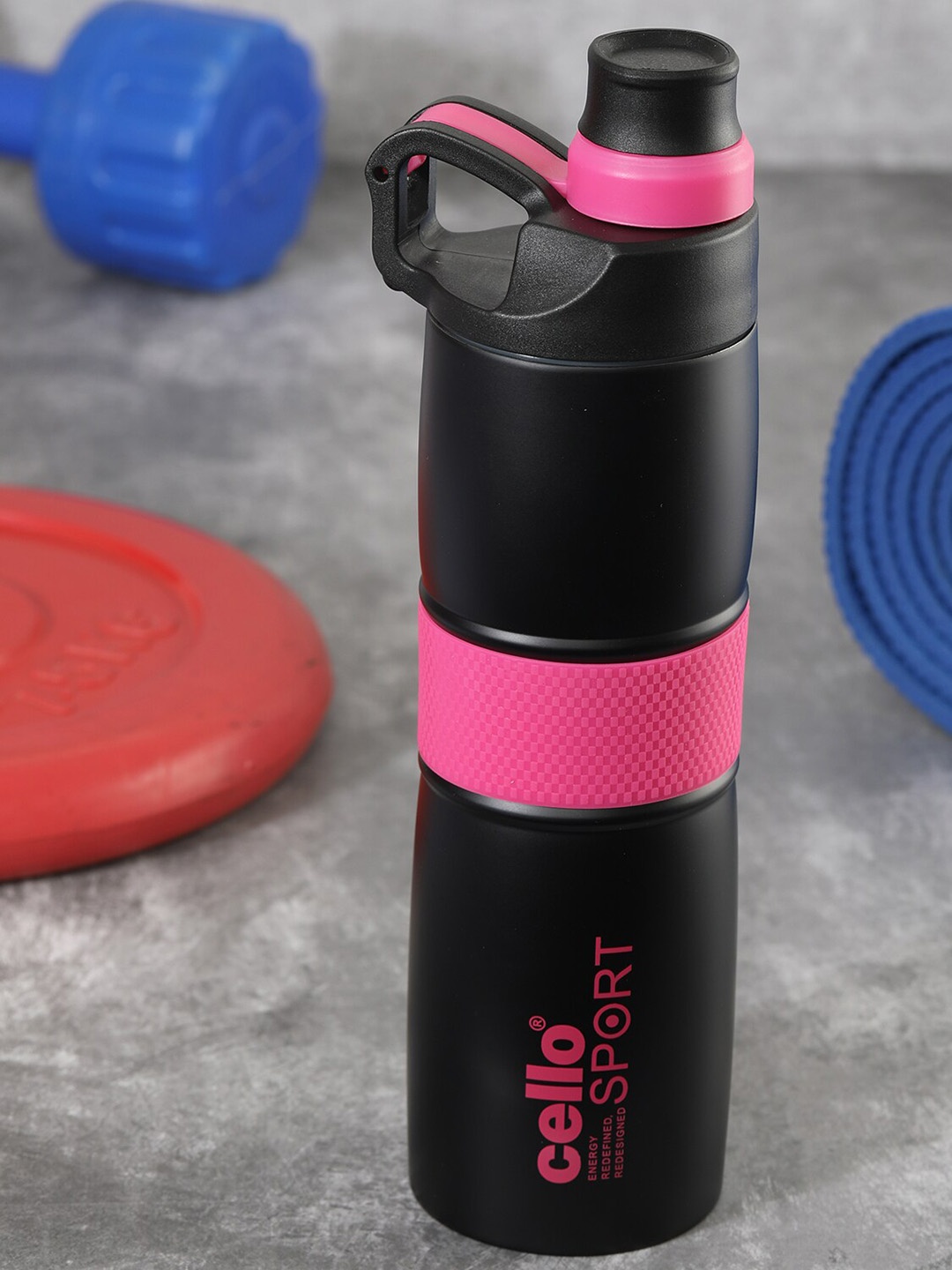 

Cello Force Black & Pink Colourblocked Stainless Steel Anti-Slip Grip Water Bottles-500ml