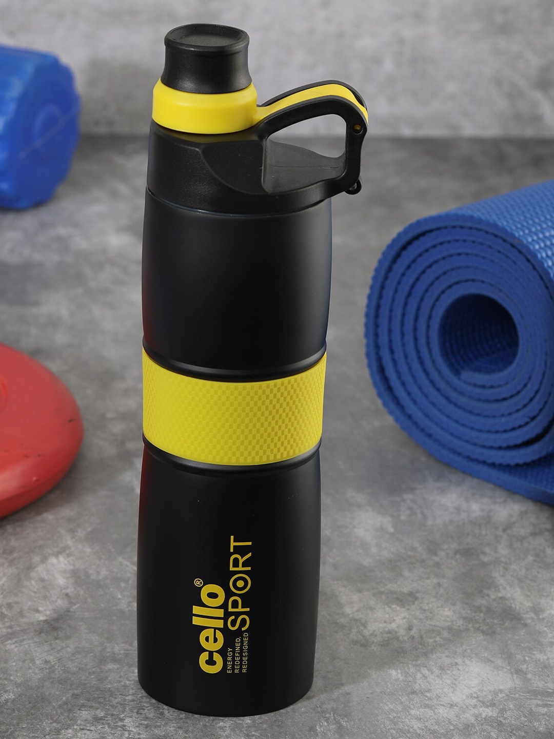 

Cello Force Yellow & Black Stainless Steel Water Bottle With Anti-Slip Grip 500 ml