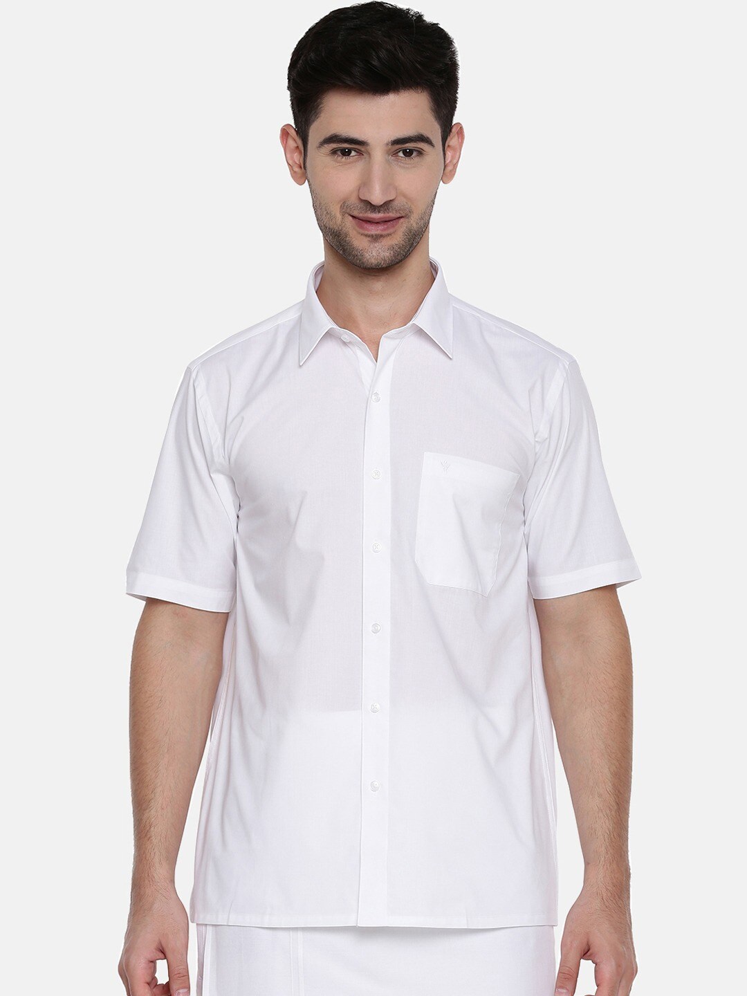 

Ramraj Spread Collar Regular Fit Pure Cotton Casual Shirt, White