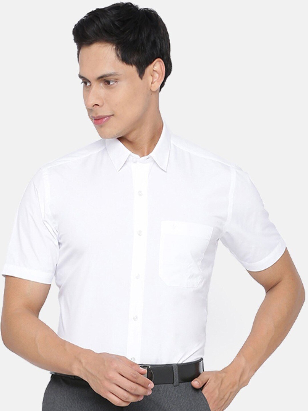 

Ramraj Spread Collar Slim Fit Pure Cotton Formal Shirt, White