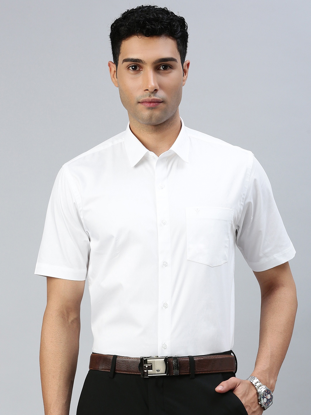 

Ramraj Spread Collar Regular Fit Pure Cotton Casual Shirt, White