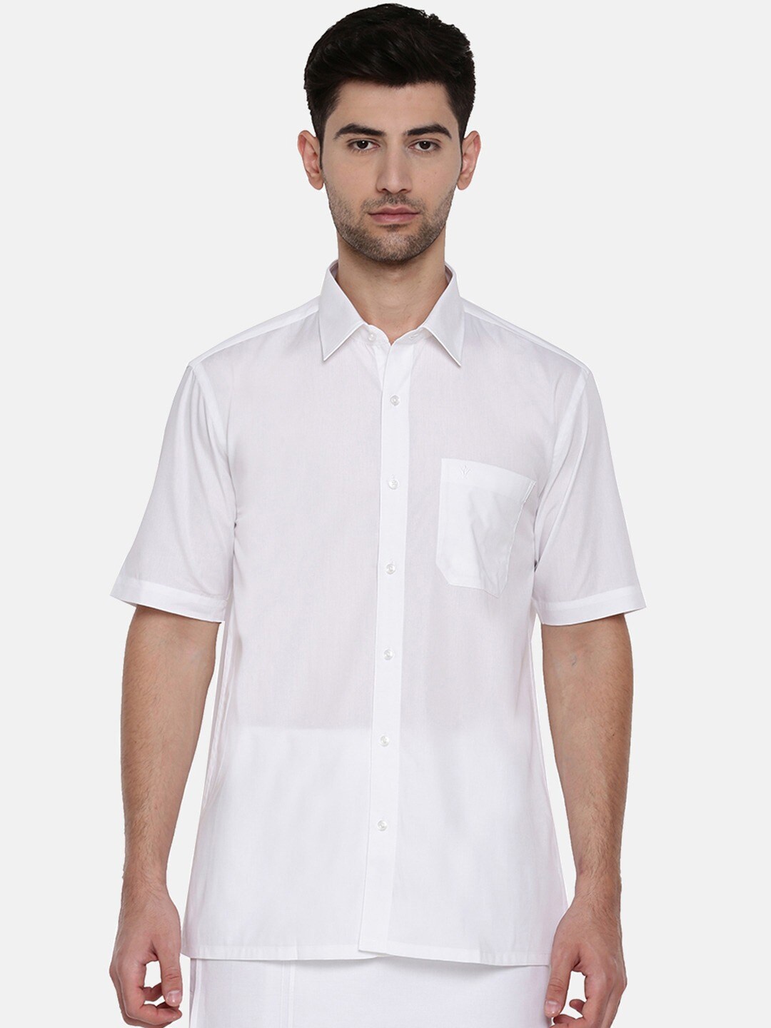 

Ramraj Spread Collar Regular Fit Pure Cotton Casual Shirt, White