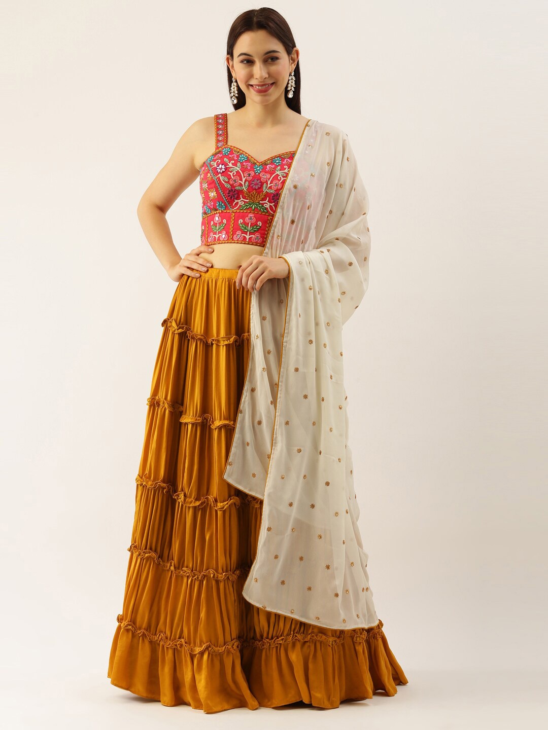 

panchhi Ethnic Motifs Embroidered Dupatta With Sequins, Cream