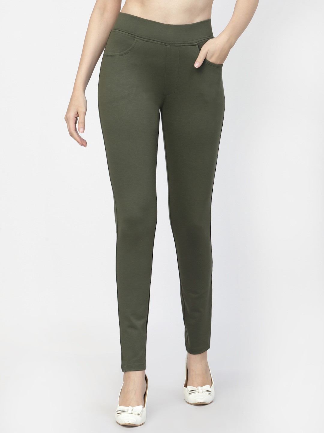 

Prag & Co Skinny Fit Cotton Treggings, Green