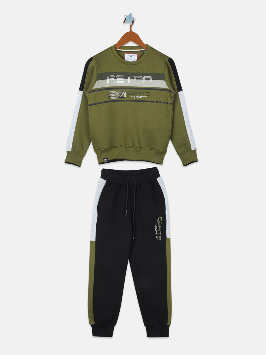 

Monte Carlo Boys Typography Printed Tracksuit, Green