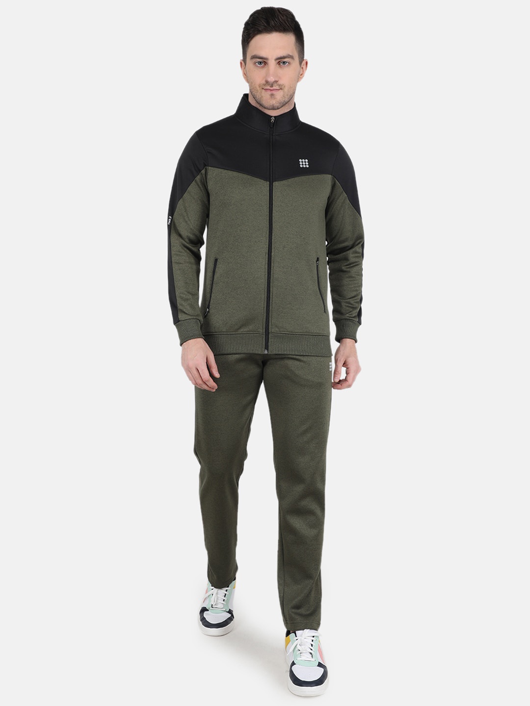 

rock.it Colourblocked Mock Collar Tracksuit, Olive