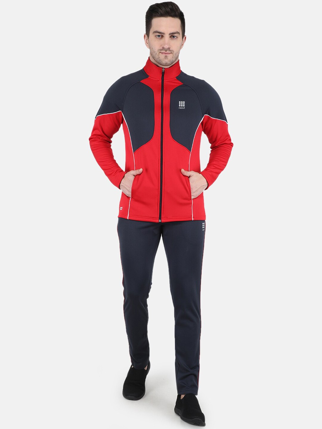 

rock.it Mock Collar Colourblocked Tracksuits, Red