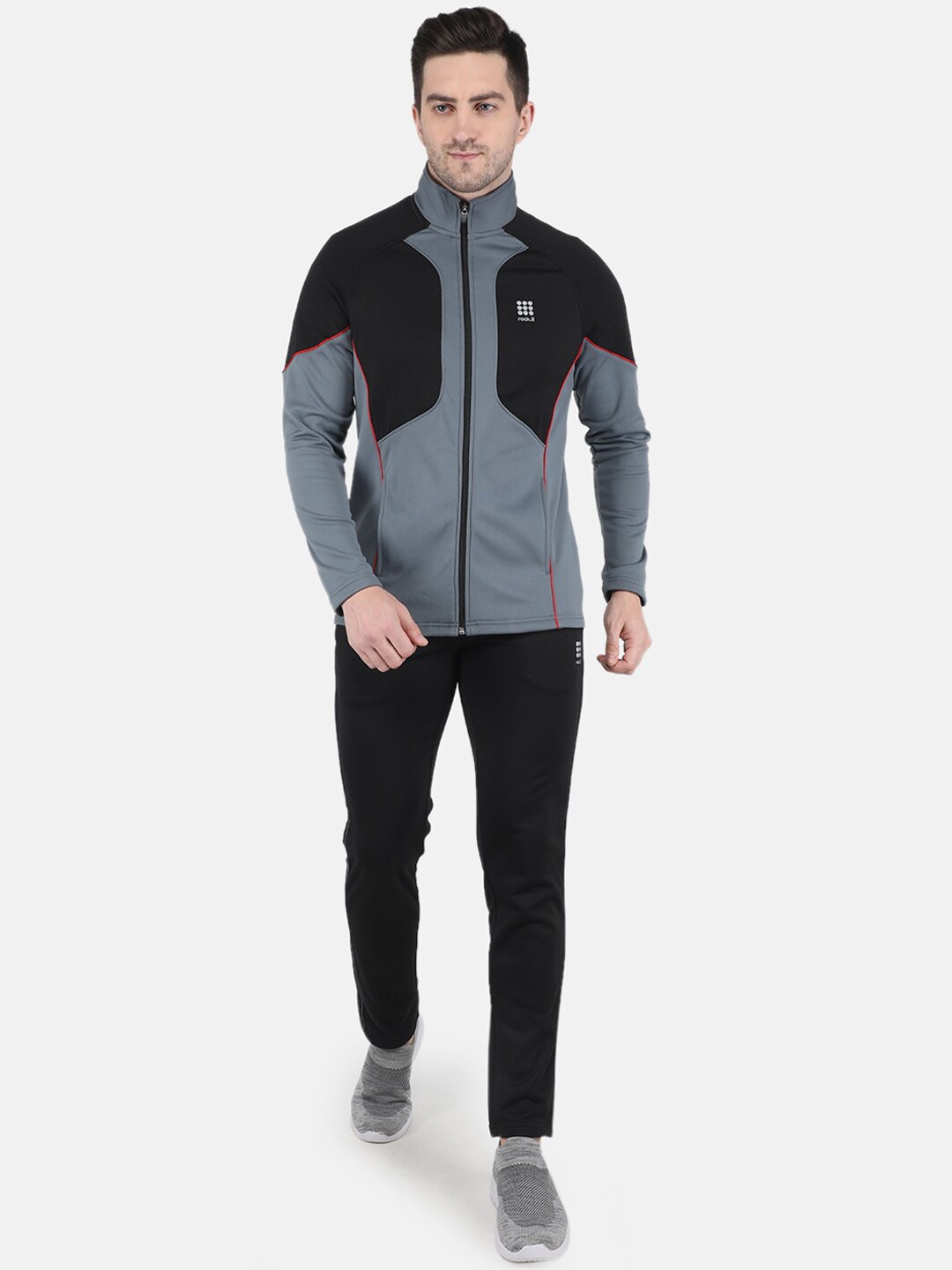 

rock.it Mock Collar Colourblocked Tracksuit, Grey