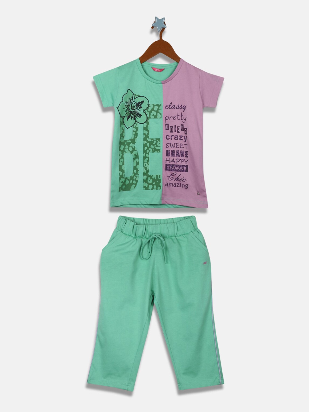 

Monte Carlo Girls Printed T-shirt with Trousers, Green