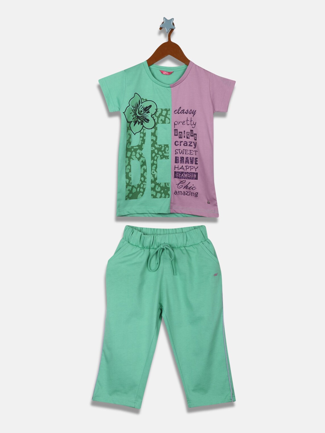 

Monte Carlo Girls Printed T-shirt with Trousers, Green
