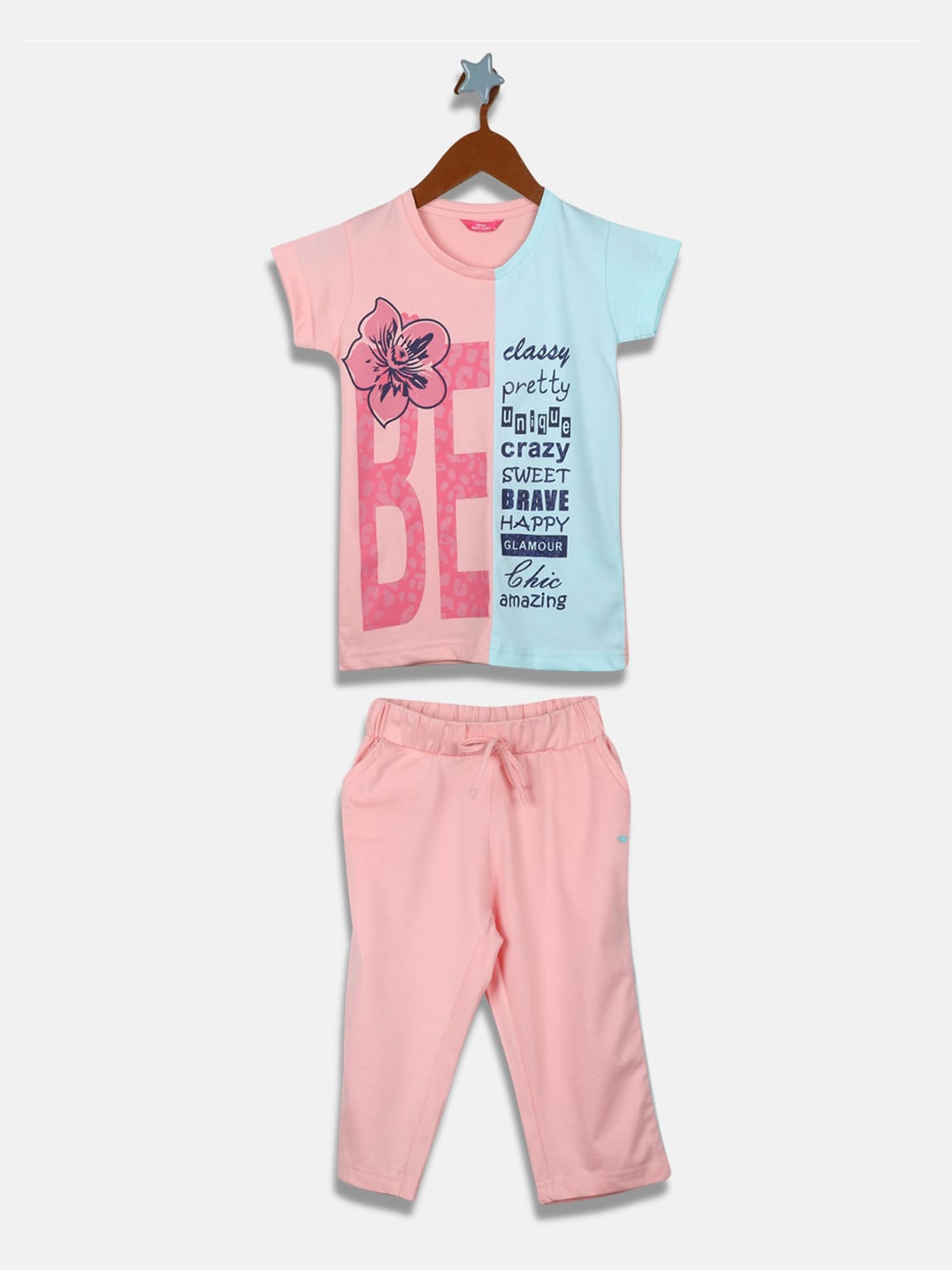 

Monte Carlo Girls Colourblocked T-shirt with Trousers, Blue