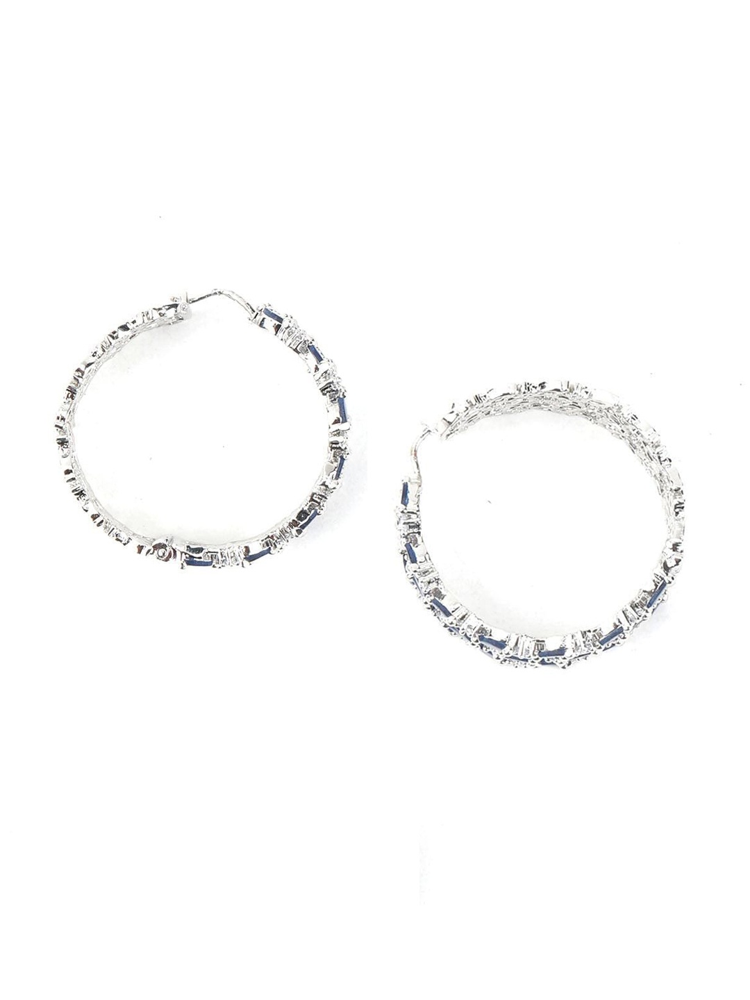 

ODETTE Silver-Plated Stone-Studded Circular Hoop Earrings