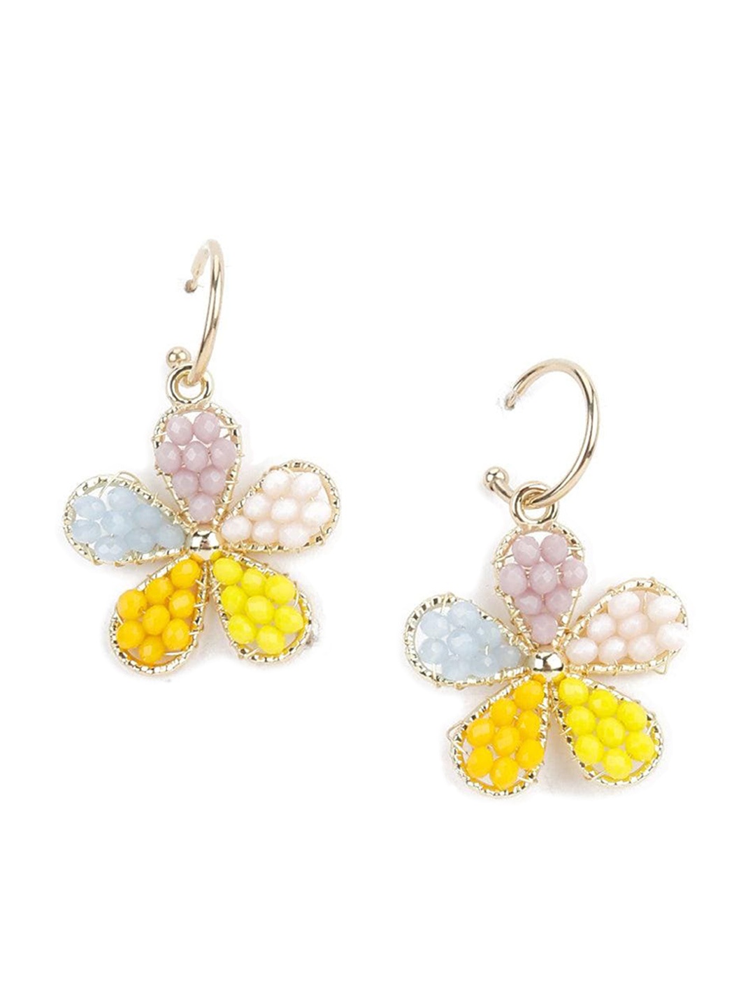 

ODETTE Gold-Plated Beaded Floral Drop Earrings