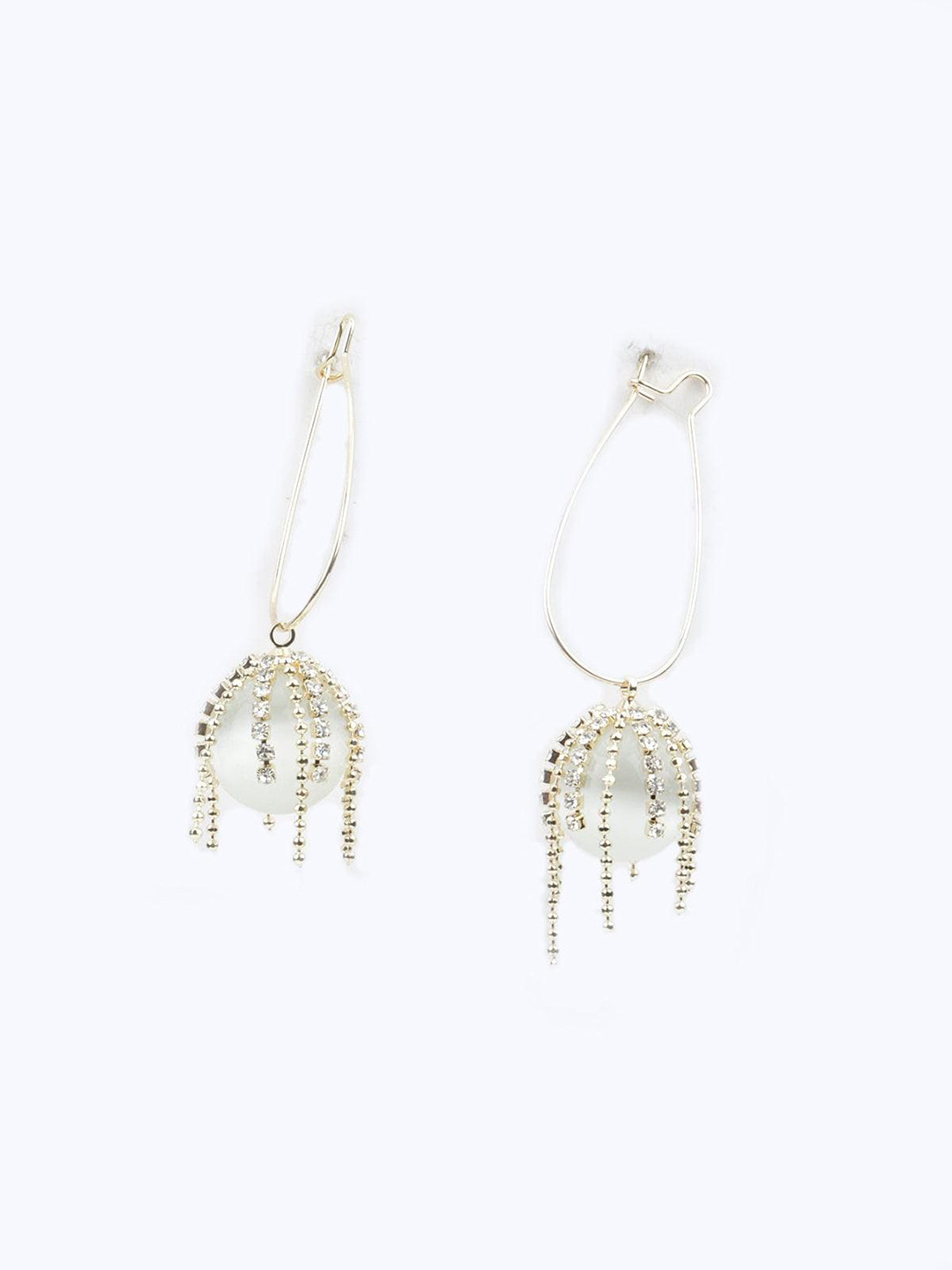 

ODETTE Gold-Plated Classic Stone Studded & Beaded Drop Earrings