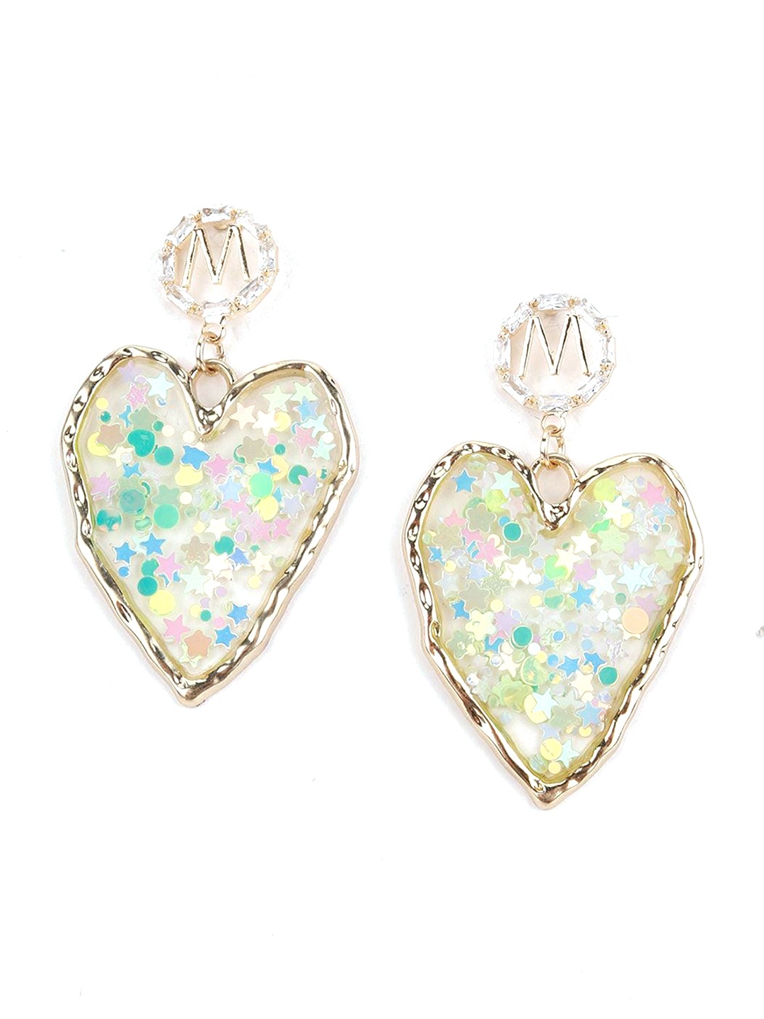 

ODETTE Gold-Plated Studded Heart Shaped Drop Earrings