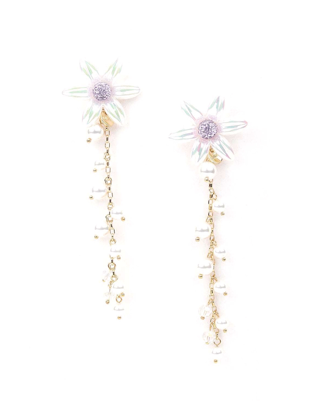 

ODETTE Gold-Plated Stone Studded Classic Drop Earrings