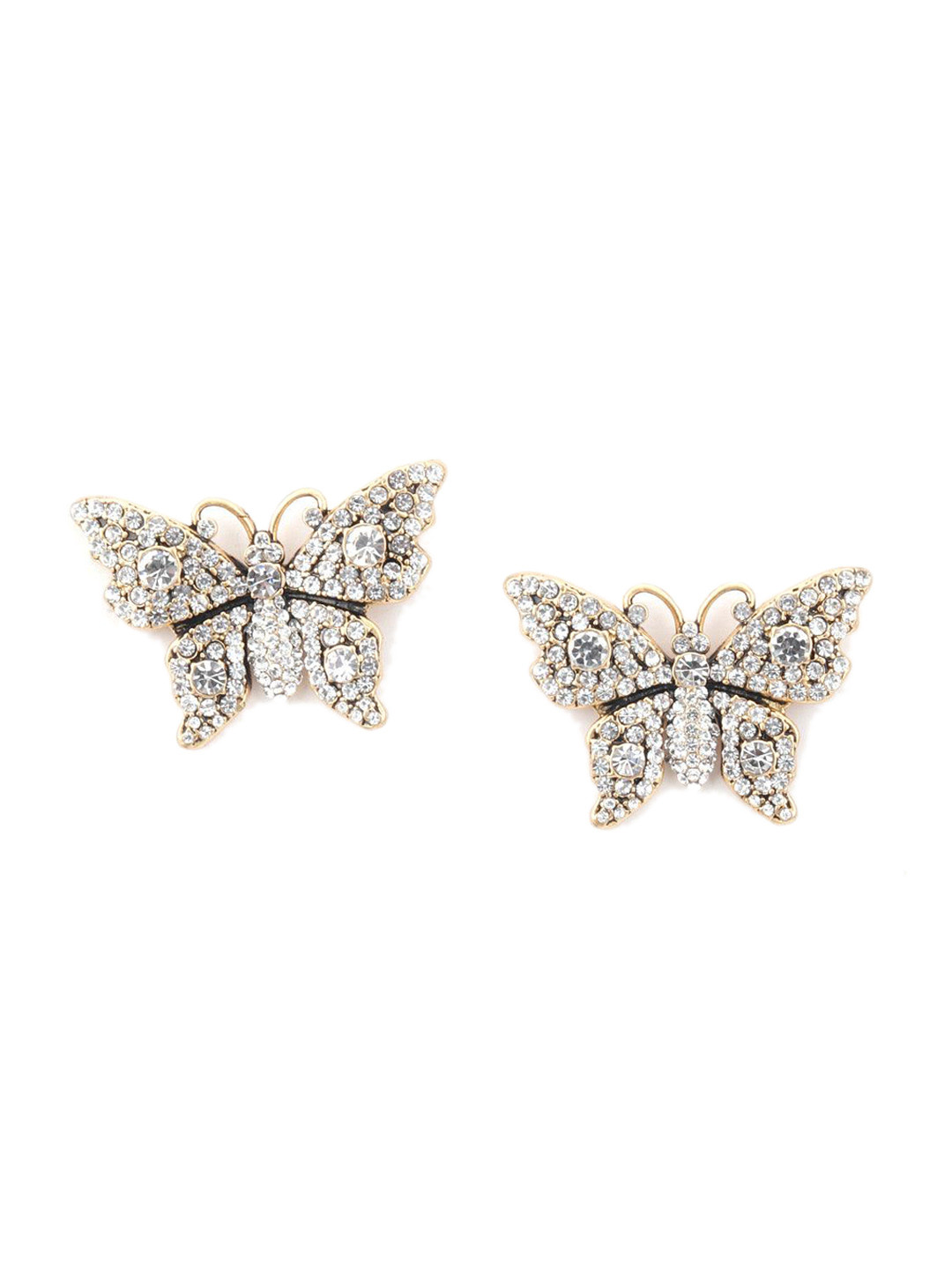 

ODETTE Gold-Plated Stone Butterfly Shaped Stud Earrings