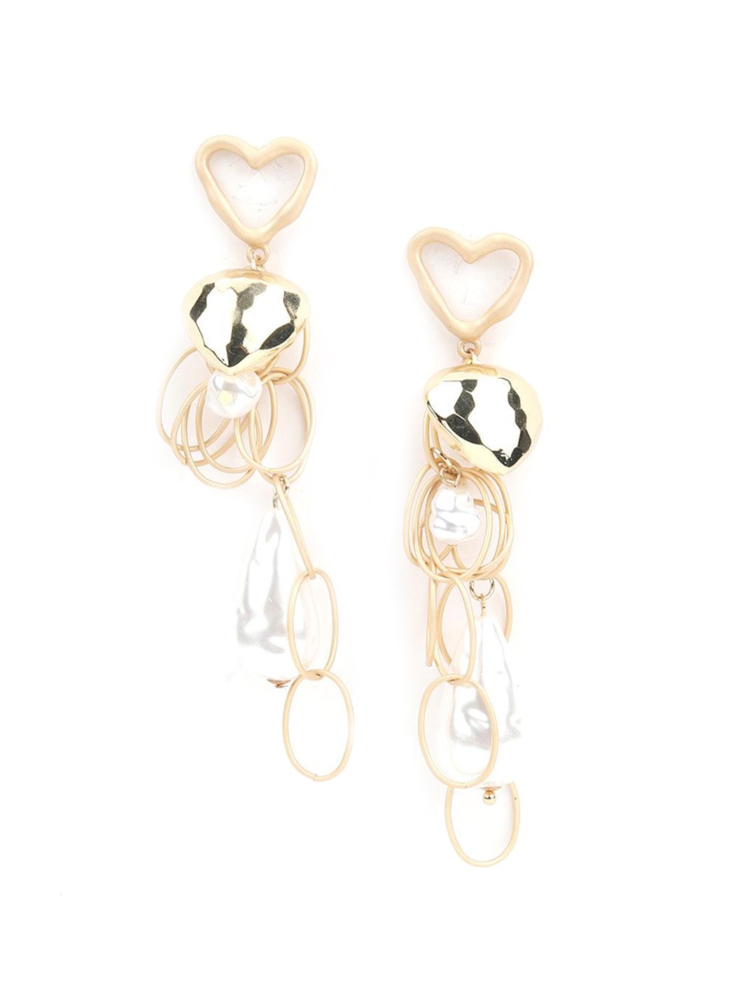 

ODETTE Gold-Plated Beaded Heart Shaped Drop Earrings