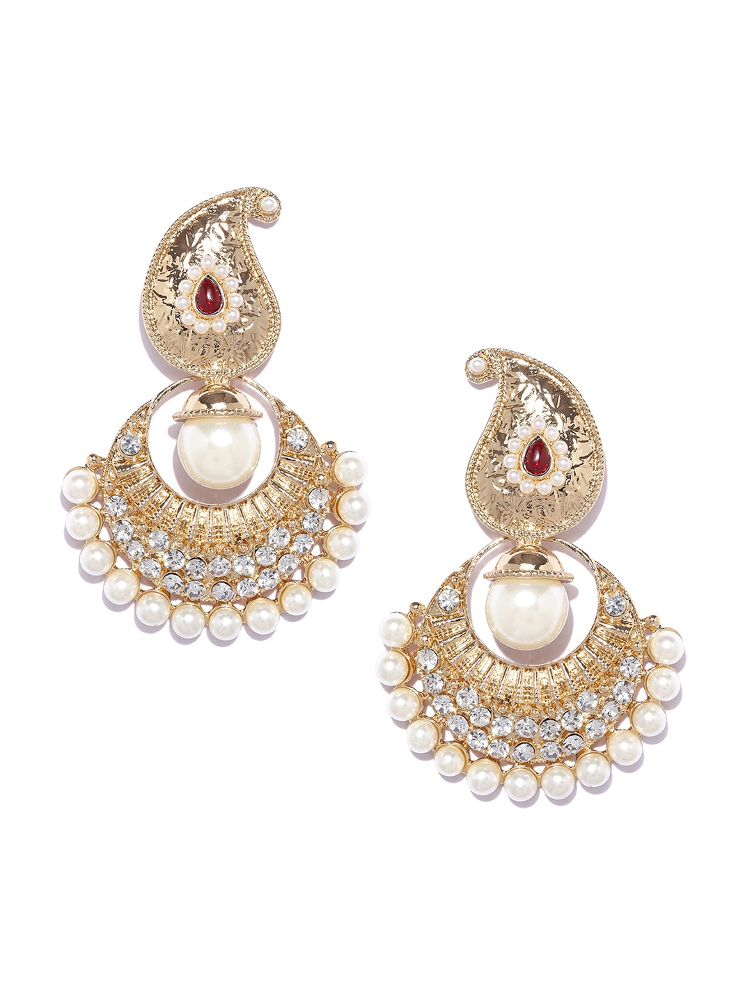 

Shining Diva Fashion Gold-Toned White Classic Chandbalis