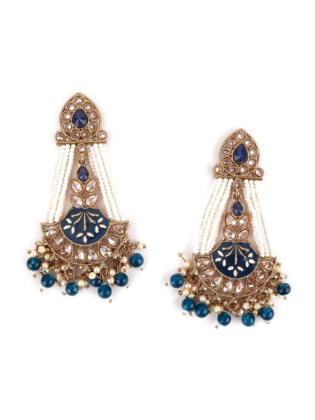 

ODETTE Classic Drop Meenakari Earrings, Gold