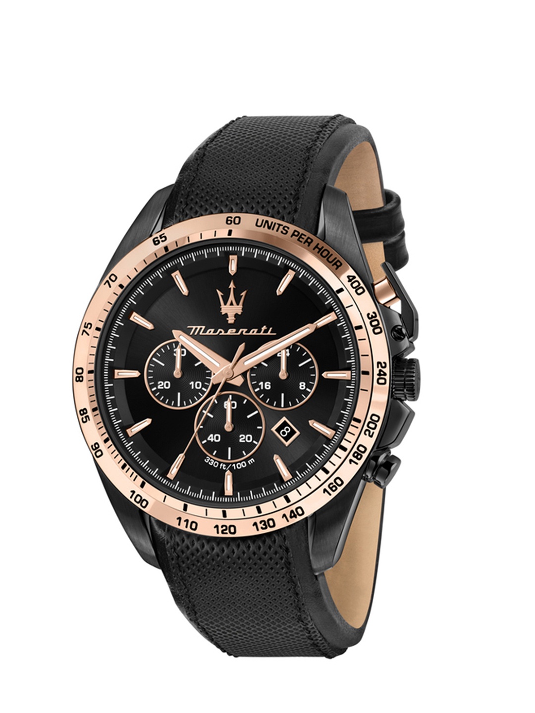 

Maserati Men Patterned Dial & Leather Straps Analogue Watch R8871612036, Black