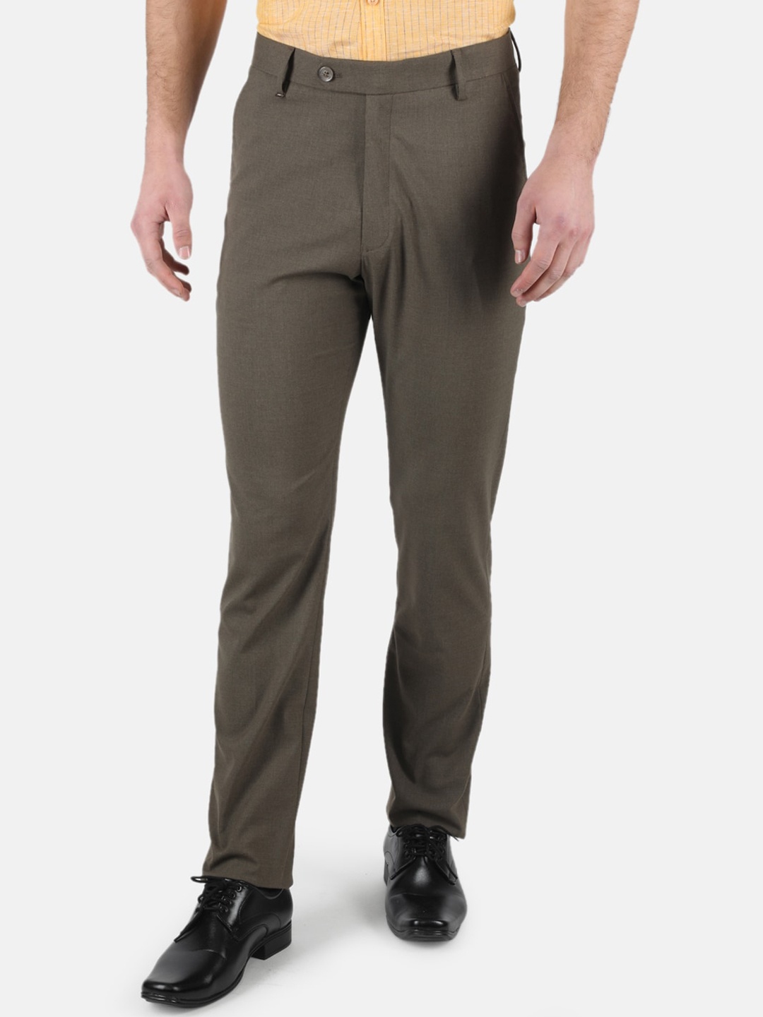

Monte Carlo Men Mid Rise Formal Trousers, Brown