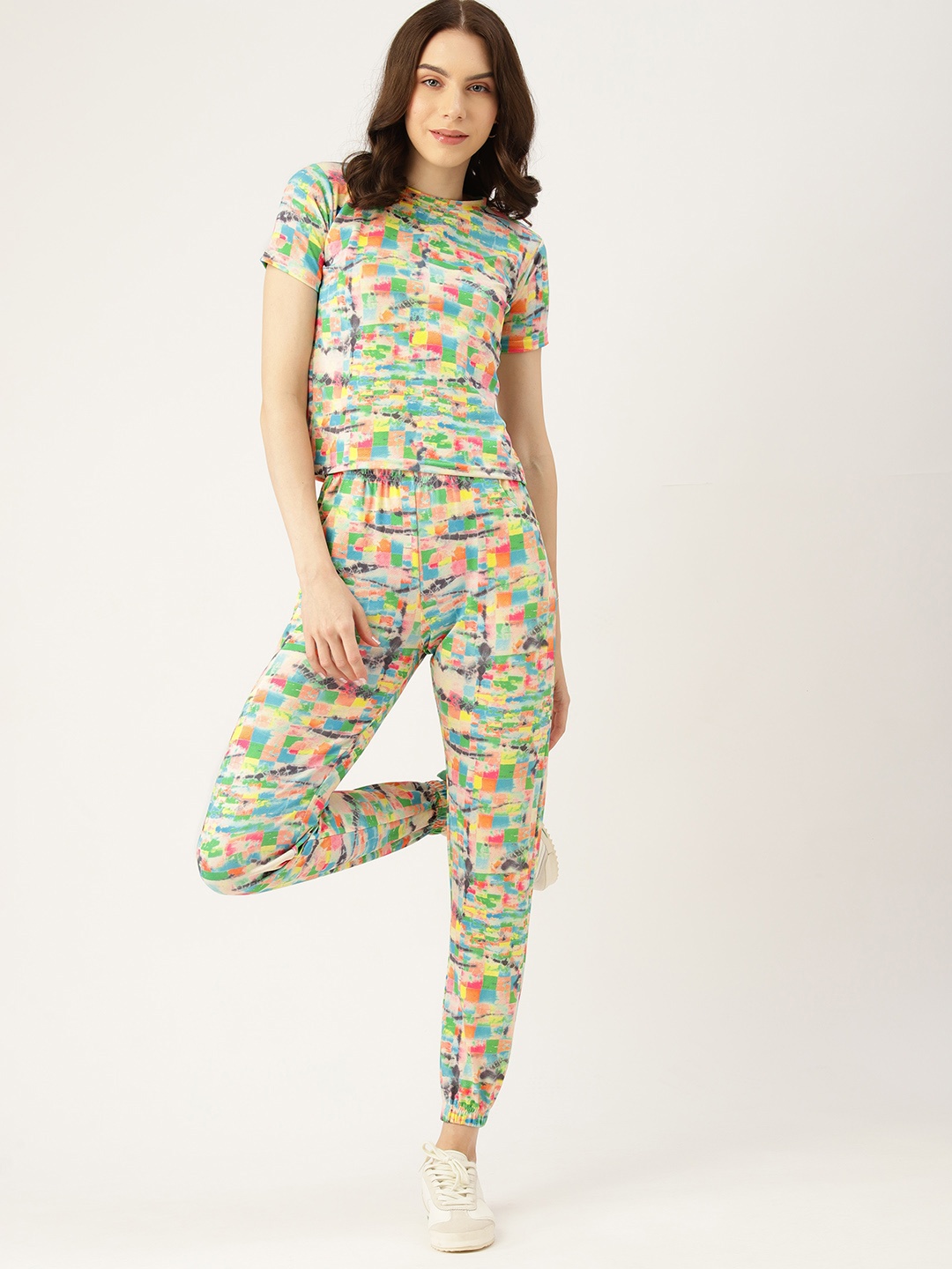 

DressBerry Women Printed T-shirt with Joggers, Multi