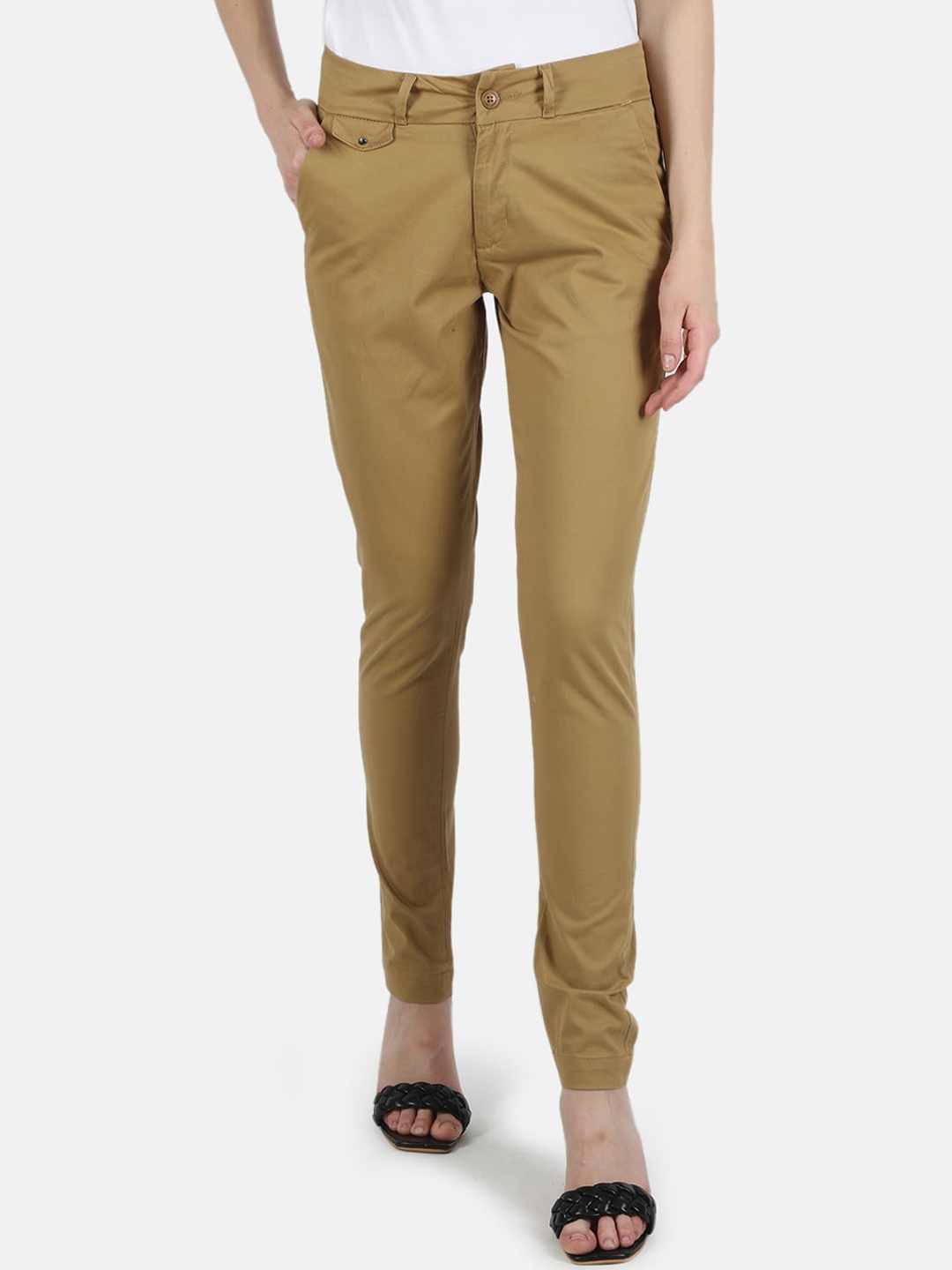 

Monte Carlo Women Mid Rise Cotton Regular Trousers, Brown