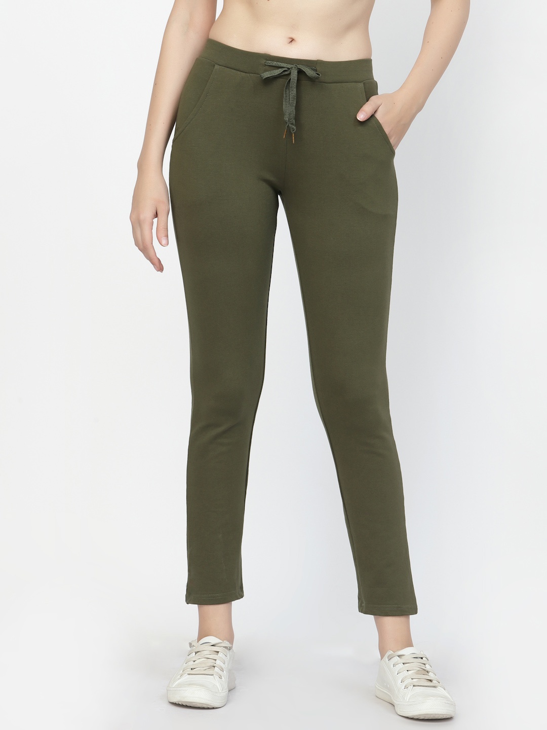 

Prag & Co Women Antimicrobial Mid-Rise Track Pant, Olive