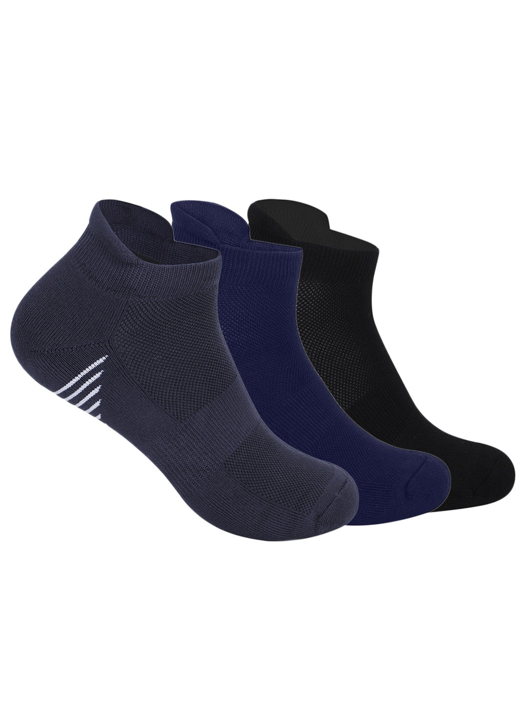 

Mint & Oak Men Pack Of 3 Patterned Bamboo Ankle Length Socks, Blue
