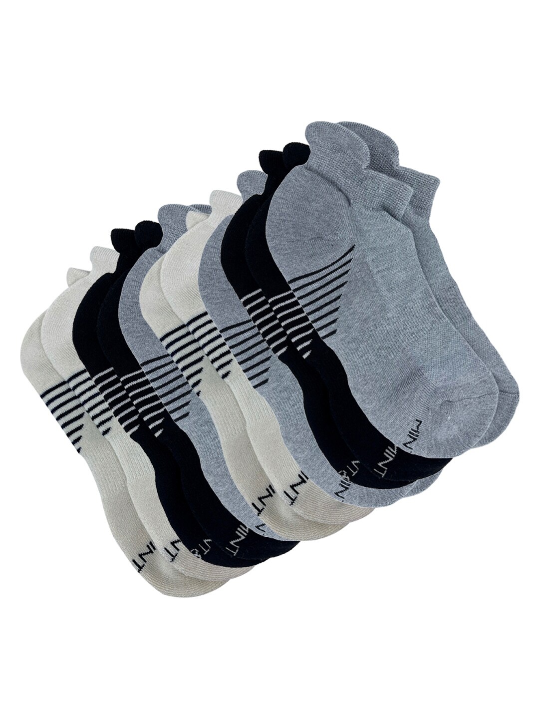 

Mint & Oak Men Pack Of 7 Patterned Ankle Length Socks, Grey
