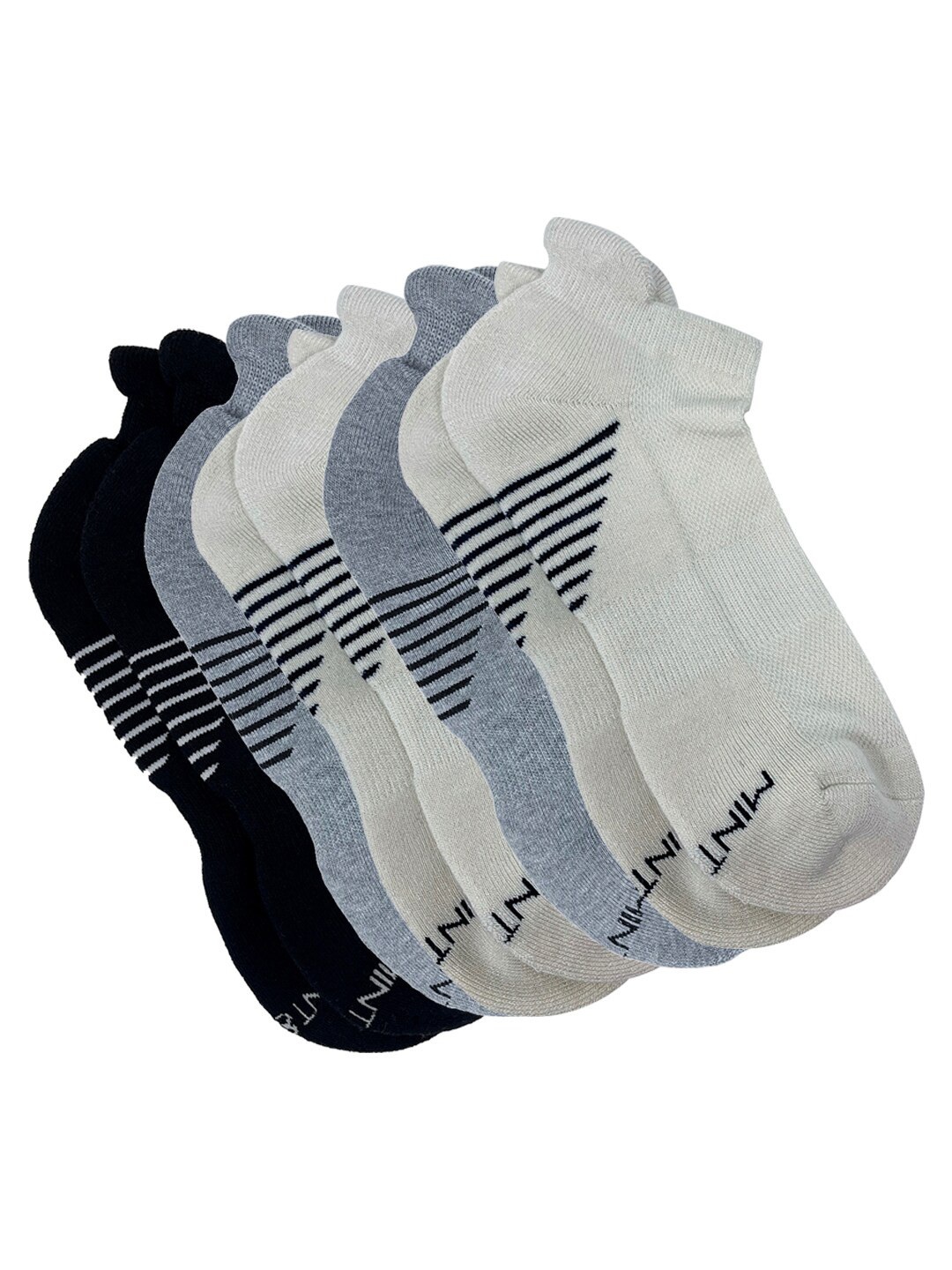 

Mint & Oak Men Pack Of 5 Patterned Ankle Length Socks, Black