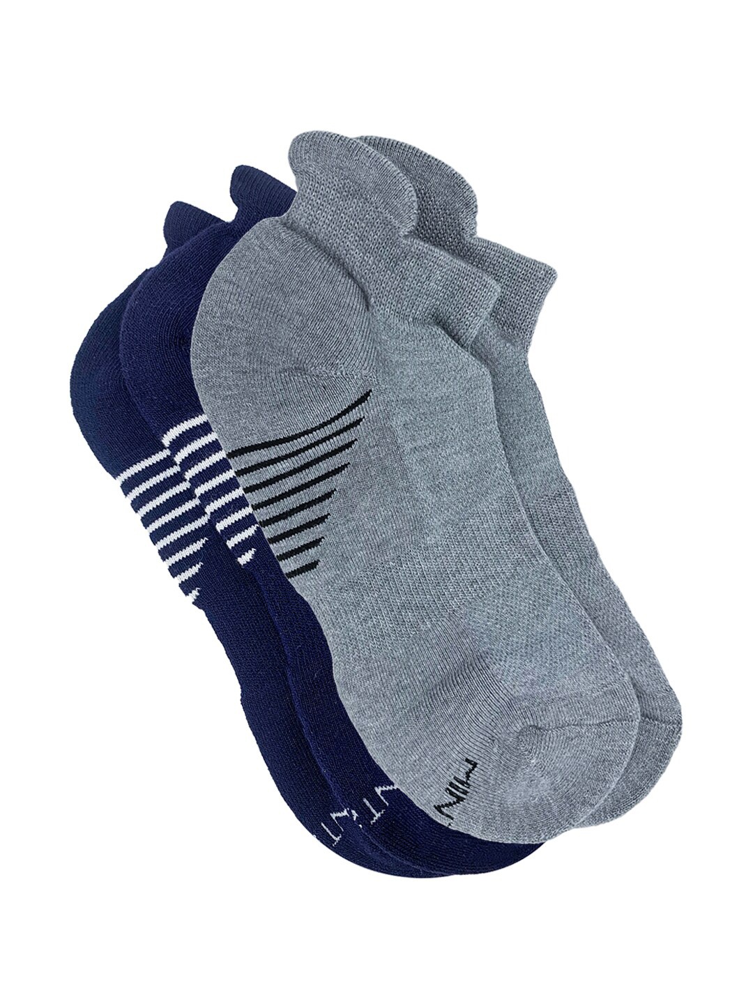 

Mint & Oak Men Pack Of 2 Patterned Pro Tech Ankle Length Socks, Grey